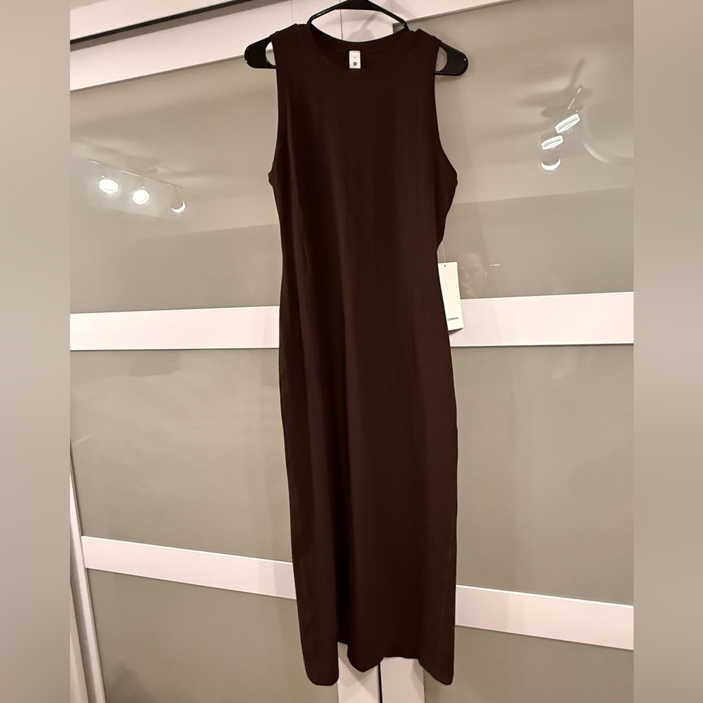 Lululemon All Aligned Ribbed Midi Dress in Espresso - Picture 2 of 5